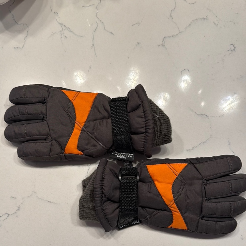 Outdoor Winter Gloves with Orange Accents